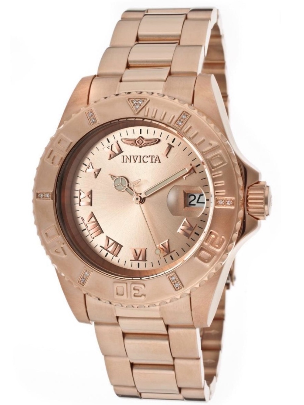 Invicta Pro Diver Crestlink 0.06 Carat Diamond Men's Watch 40mm,Rose Gold(12821)